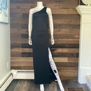 AX Paris Black One Shoulder Dress With Left Slit